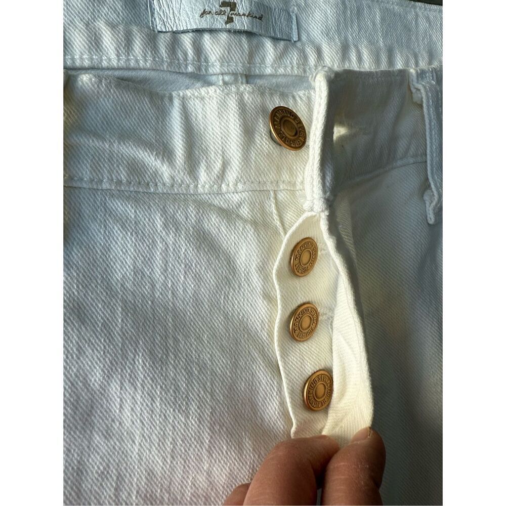 7 For All Mankind Mid Toll White Denim Short - Picture 7 of 12